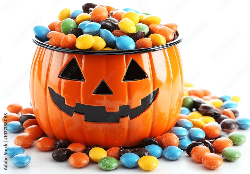 a pumpkin with candy in it
a pumpkin with candy in it
