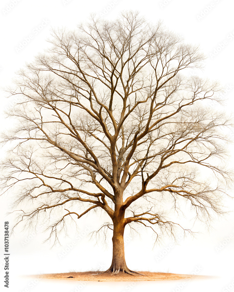 Obraz premium dry tree, tree in winter on white background