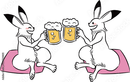 鳥獣戯画　乾杯ビール