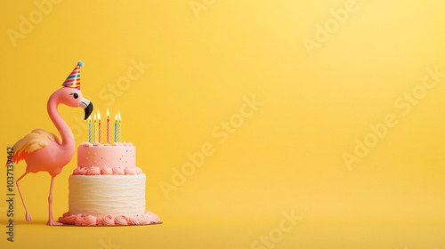 Flamingo Birthday Celebration with Cake