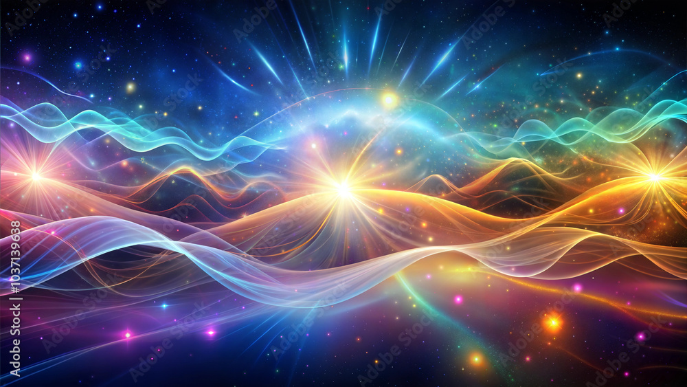 Obraz premium Dynamic abstract representation of meditation energy waves in a cosmic setting 