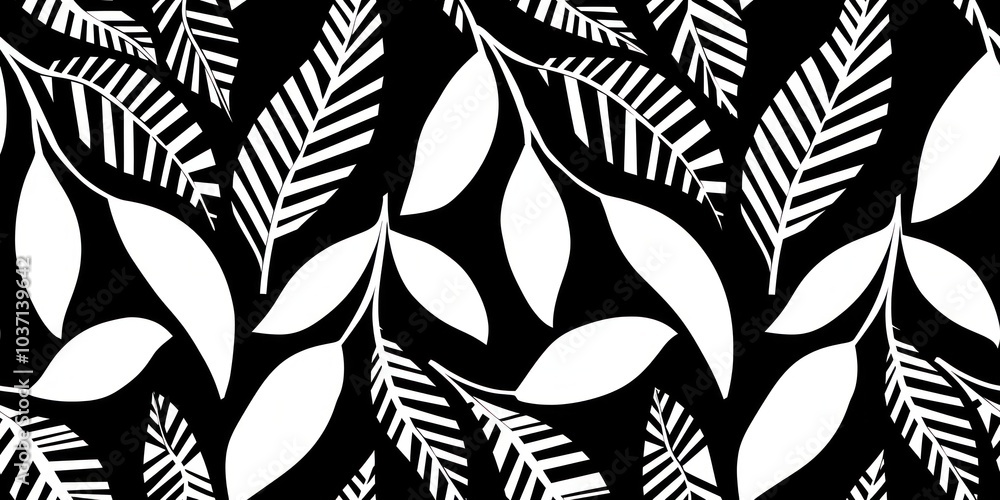 abstract black and white geometric leaves pattern seamless ivy picture abstract black and white geometric leaves pattern seamless ivy picture