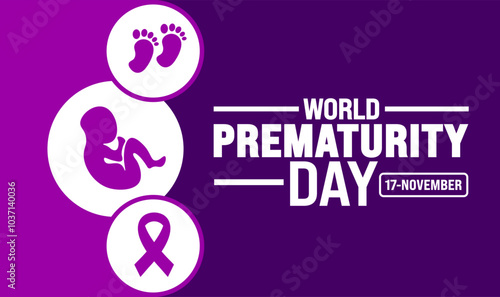World Prematurity Day background or banner design template is observed every year in November. Holiday concept. Template for card, poster, placard, template.