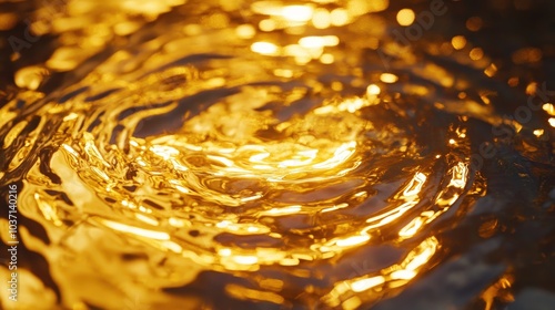 Abstract Golden Water Ripples Texture Background Liquid Surface Closeup