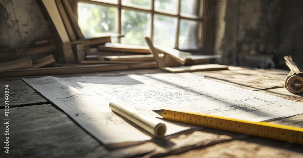Architectural Blueprints. AI generated illustration. Architectural Blueprints. AI generated illustration.
