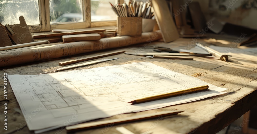 Architectural Blueprints. AI generated illustration. Architectural Blueprints. AI generated illustration.