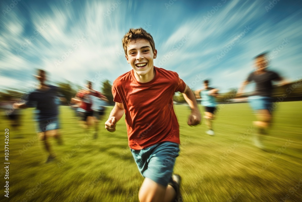 Obraz premium Carefree Young People Running Together