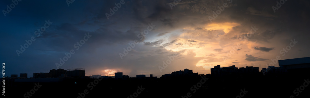 sunset in the city panorama sunset in the city panorama