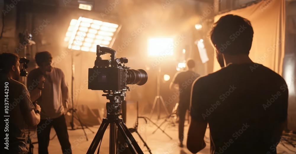 Fototapeta premium Behind the Scenes of Video Production. AI generated illustration.