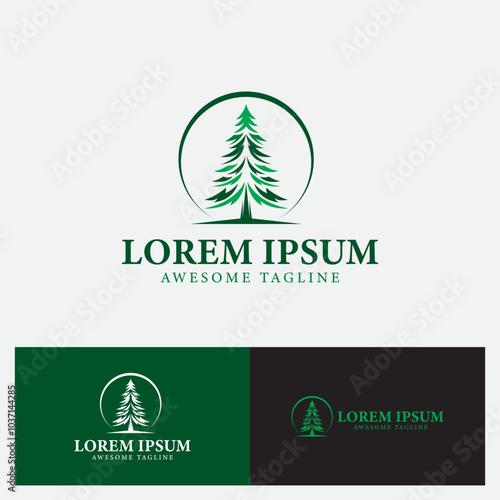 Pine tree logo, Perfect for eco friendly businesses and nature themed brands. Organic, modern, versatile. photo