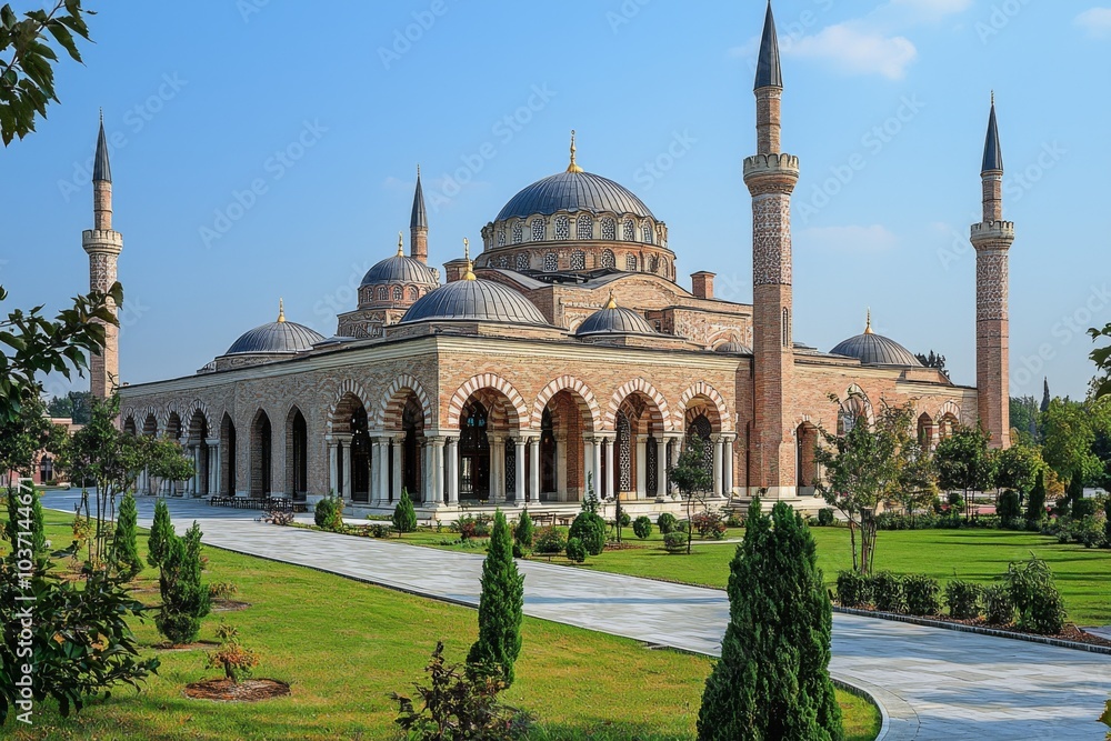 Fototapeta premium Beautiful mosque as a place of worship for Muslims created with Generative AI
