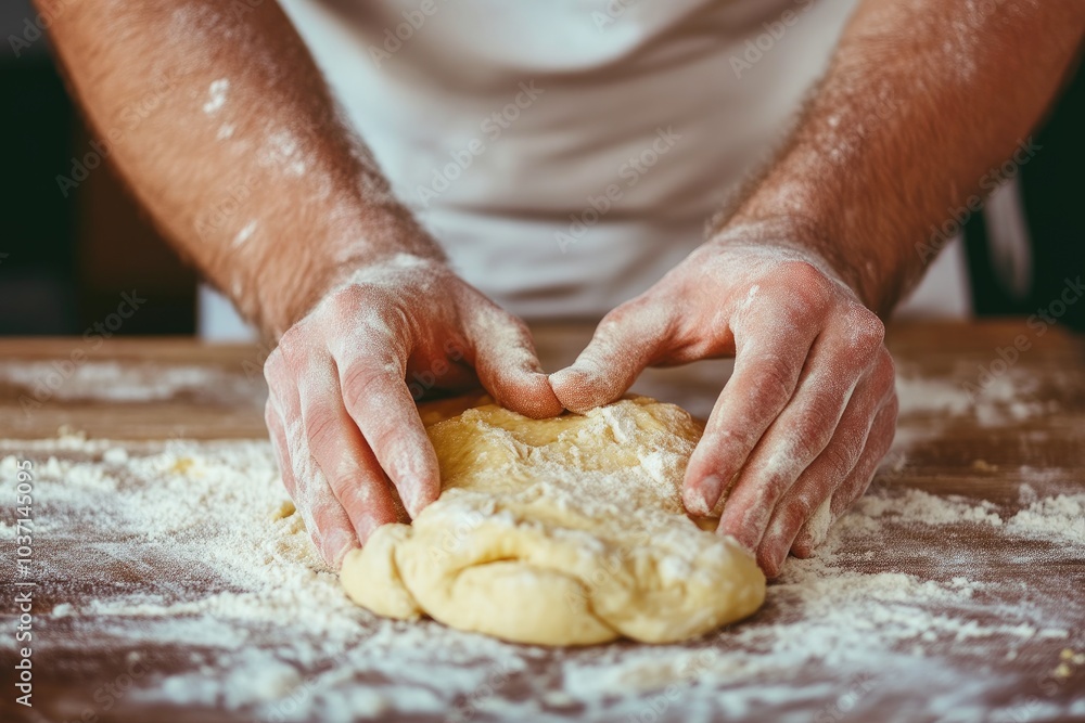 Baker’s Hands Working with Floured Dough Baker’s Hands Working with Floured Dough