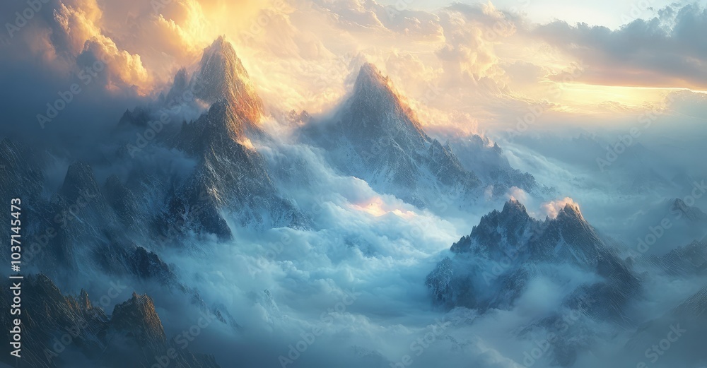 Breathtaking Mountain Landscape. AI generated illustration. Breathtaking Mountain Landscape. AI generated illustration.