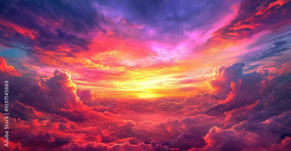 Fototapeta premium Breathtaking Sunset Sky. AI generated illustration.