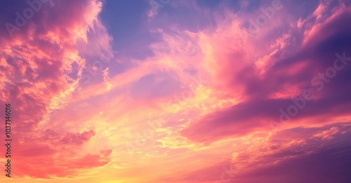 Breathtaking Sunset Sky. AI generated illustration.