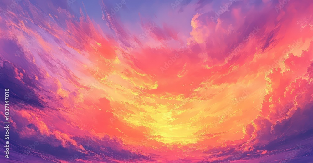 Breathtaking Sunset Sky. AI generated illustration. Breathtaking Sunset Sky. AI generated illustration.