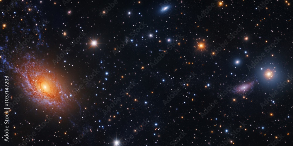 A Stunning View of the Cosmos Featuring Bright Stars and Distant Galaxies, Showcasing the Vastness of the Universe with Breathtaking Cosmic Details, Including Nebulas, Star Clusters A Stunning View of the Cosmos Featuring Bright Stars and Distant Galaxies, Showcasing the Vastness of the Universe with Breathtaking Cosmic Details, Including Nebulas, Star Clusters