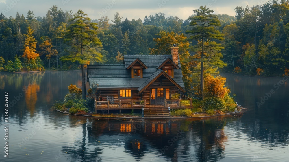 Isolated A-Frame Cabin on Small Lake Island Isolated A-Frame Cabin on Small Lake Island