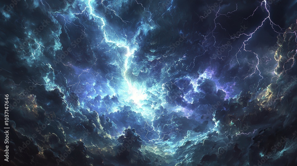 Lightning strikes dark clouds Lightning strikes dark clouds