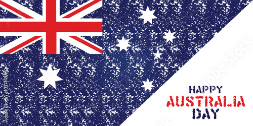 Happy Australia Day. 26th January poster or banner with Australian national flag and brush design, Vector Illustration.