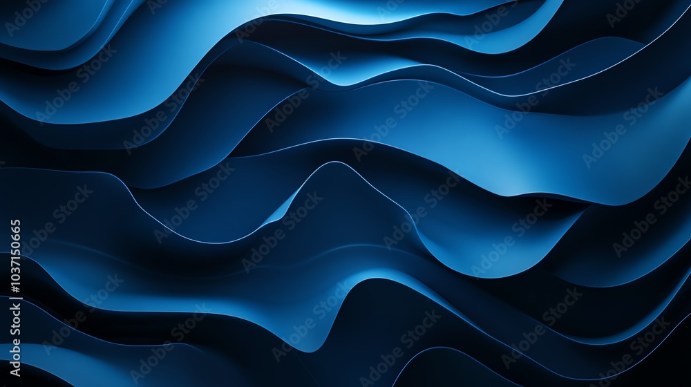 Abstract blue wave forms on a smooth surface, creating a fluid texture. Abstract blue wave forms on a smooth surface, creating a fluid texture.