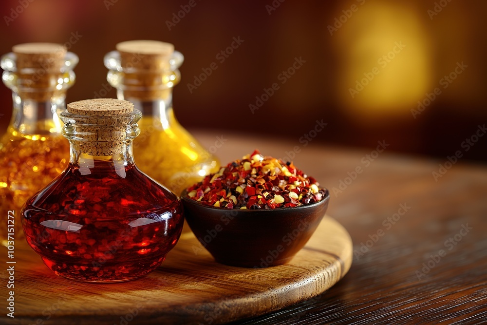 A selection of international condiments on a table. A selection of international condiments on a table.