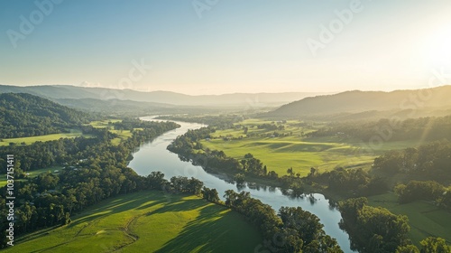 Wallpaper Mural Serene Landscape of River Valley at Sunrise Torontodigital.ca