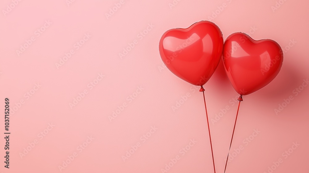 Two heart balloons on pink Two heart balloons on pink