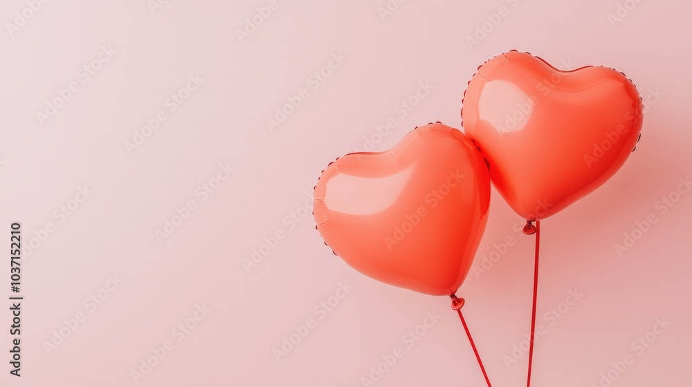 Two heart balloons on pink Two heart balloons on pink