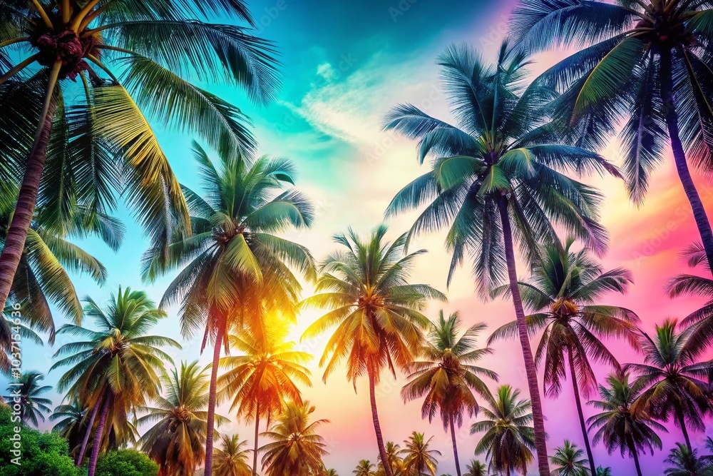 Beautiful Coconut Trees on White Background for Timelapse Animation Background Beautiful Coconut Trees on White Background for Timelapse Animation Background