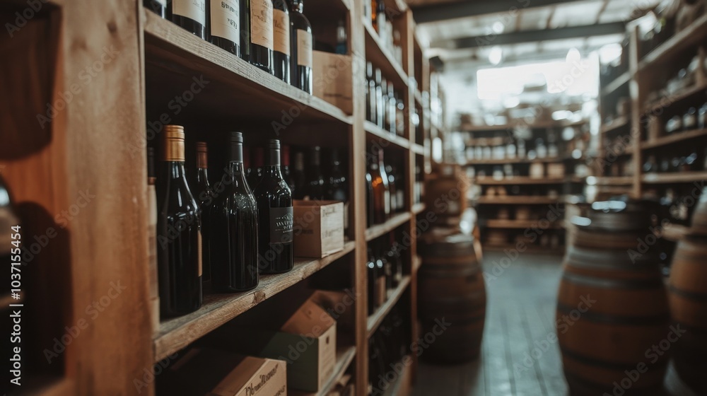 Defocused wine bottles on wooden shelves in a cozy liquor store, offering the perfect backdrop for beverage-themed visuals. Defocused wine bottles on wooden shelves in a cozy liquor store, offering the perfect backdrop for beverage-themed visuals.