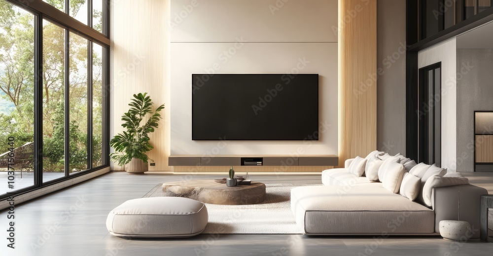 Elegant Modern Living Room. AI generated illustration. Elegant Modern Living Room. AI generated illustration.