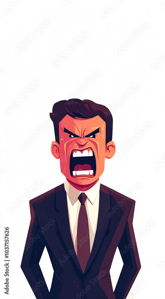 Intense Angry Businessman Illustration with Dramatic Expressions on white background, Ideal for Illustrating Workplace Conflicts, Stress, and Business Frustration Intense Angry Businessman Illustration with Dramatic Expressions on white background, Ideal for Illustrating Workplace Conflicts, Stress, and Business Frustration