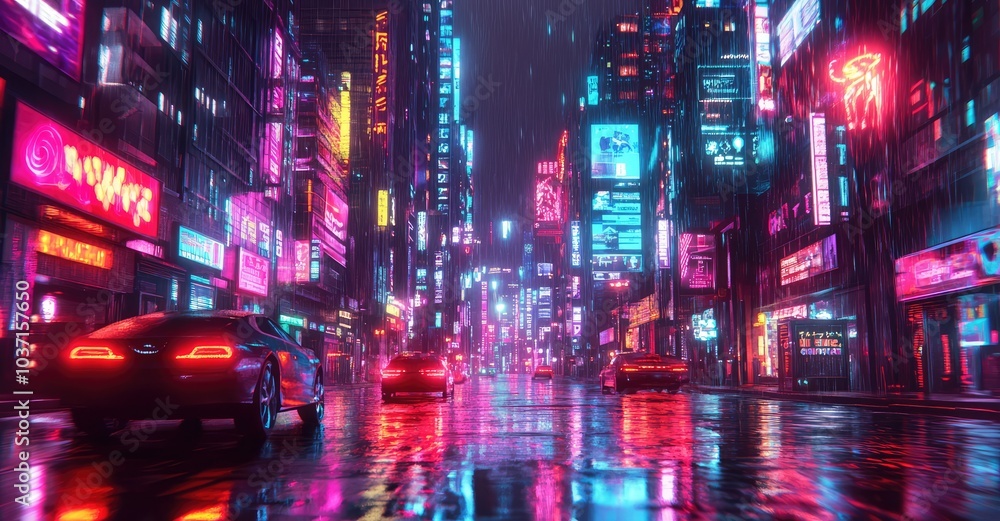 Futuristic Cyberpunk City at Night. AI generated illustration. Futuristic Cyberpunk City at Night. AI generated illustration.