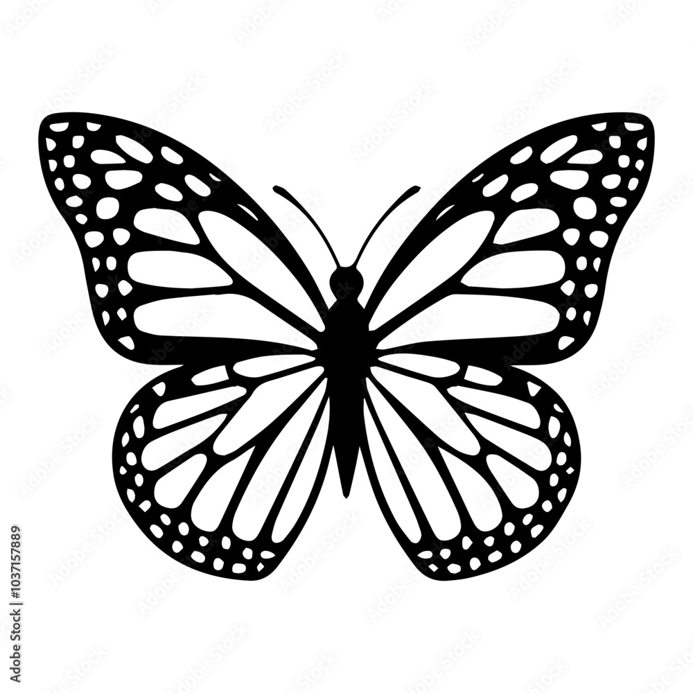 Fototapeta premium Intricate Butterfly Silhouette Icon vector symbol