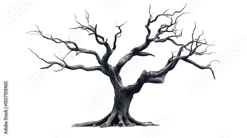 A Leafless old spooky tree isolated on transparent background