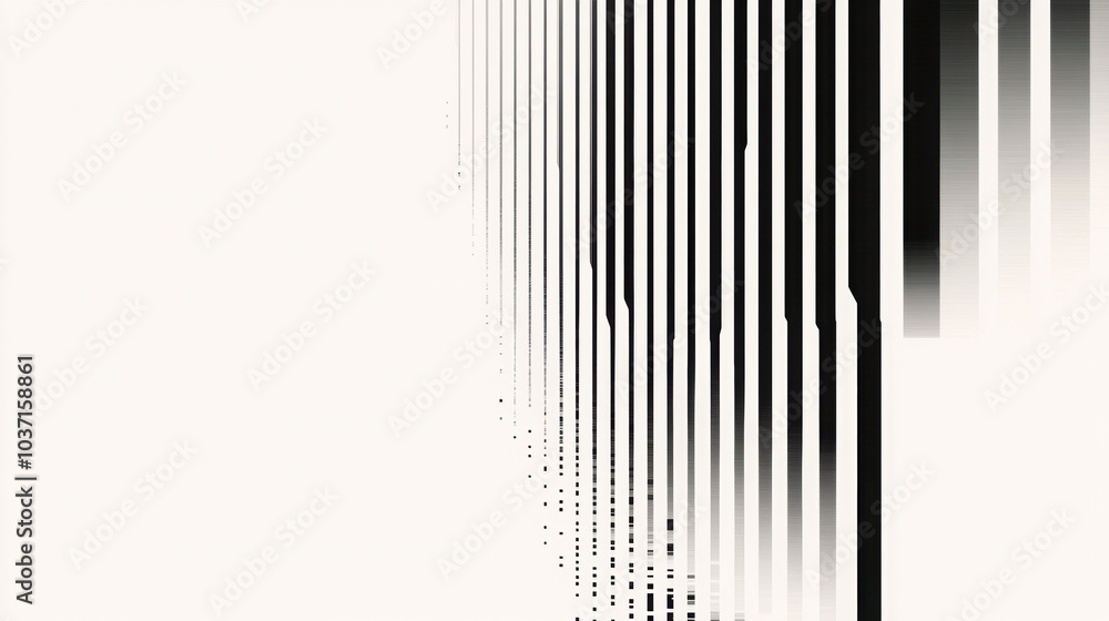 Fototapeta premium Abstract Lines: A mesmerizing pattern of black lines converging and fading into the distance, creating an illusion of depth and movement. The minimalist design evokes a sense of mystery and intrigue.
