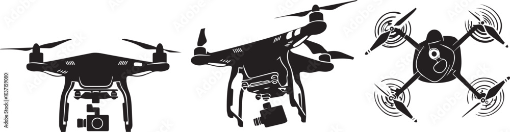 Set FPV Drone. Hand drawn vector illustration Set FPV Drone. Hand drawn vector illustration