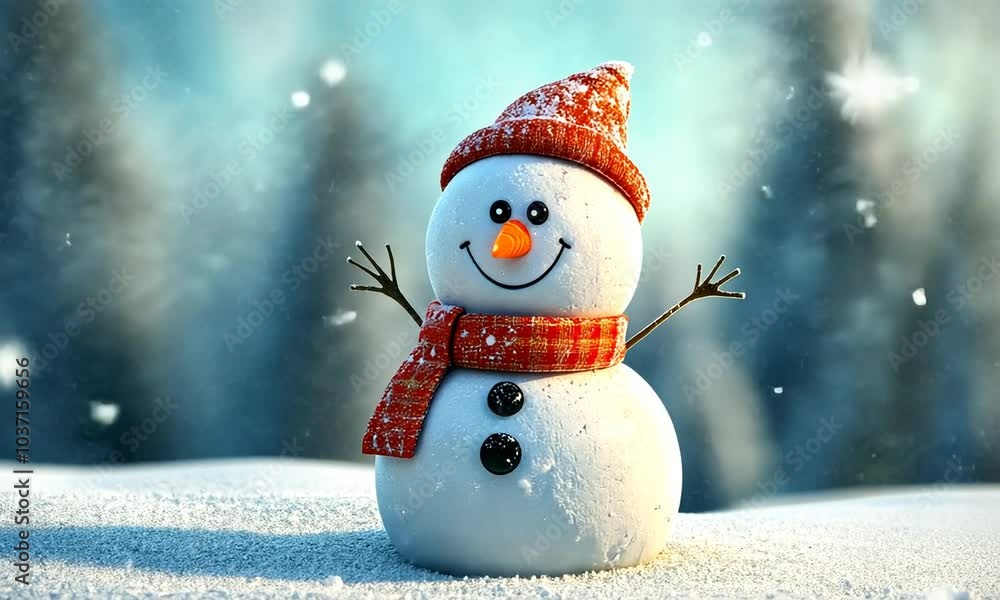 Frosty the Snowman in a Snowy Landscape, Generative AI. Frosty the Snowman in a Snowy Landscape, Generative AI.