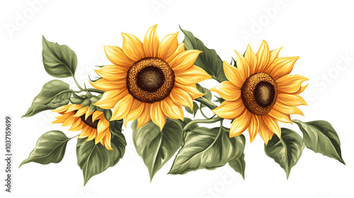 A vibrant sunflower isolated on transparent background