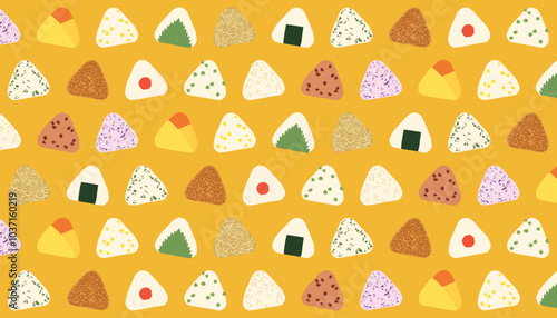 いろいろなおにぎりのパターン 背景素材 壁紙