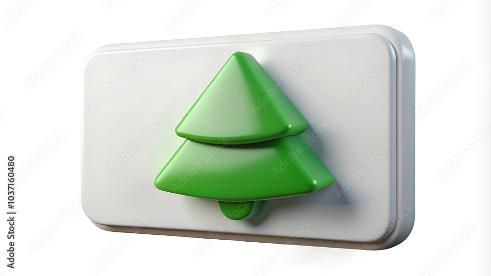 Green christmas tree icon sitting on white rounded square background Green christmas tree icon sitting on white rounded square background