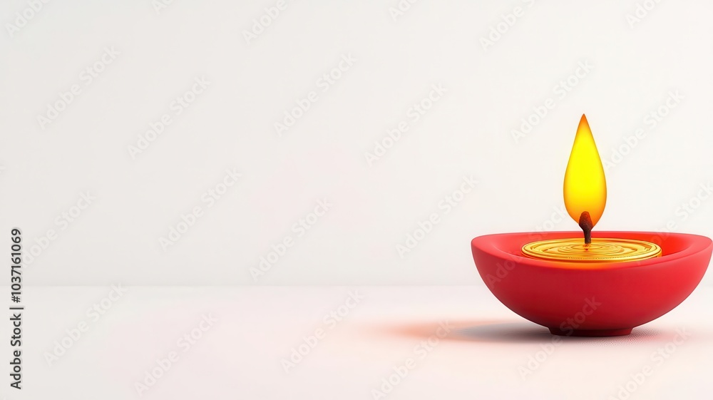 A red oil lamp with a flickering flame, set against a plain background, symbolizes light, warmth, and celebration. A red oil lamp with a flickering flame, set against a plain background, symbolizes light, warmth, and celebration.