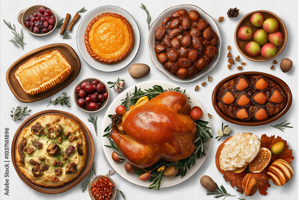 Thanksgiving foods elements on transparent background Thanksgiving foods elements on transparent background