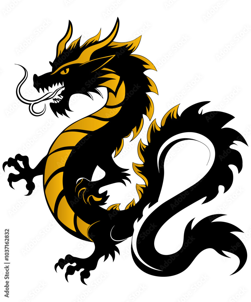 Black and Golden Chinese dragon Black and Golden Chinese dragon
