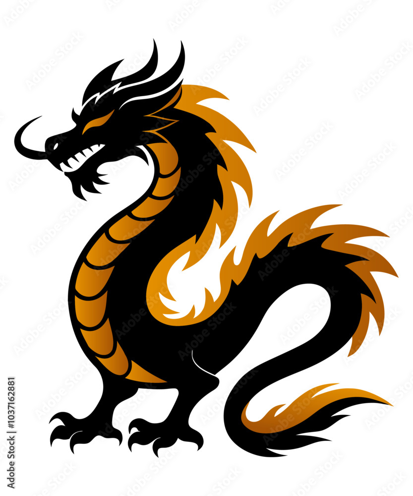 Black and Golden Chinese dragon Black and Golden Chinese dragon