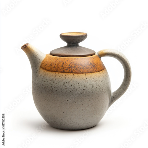 Modern design ceramic tea pot, isolated on pure white background photo