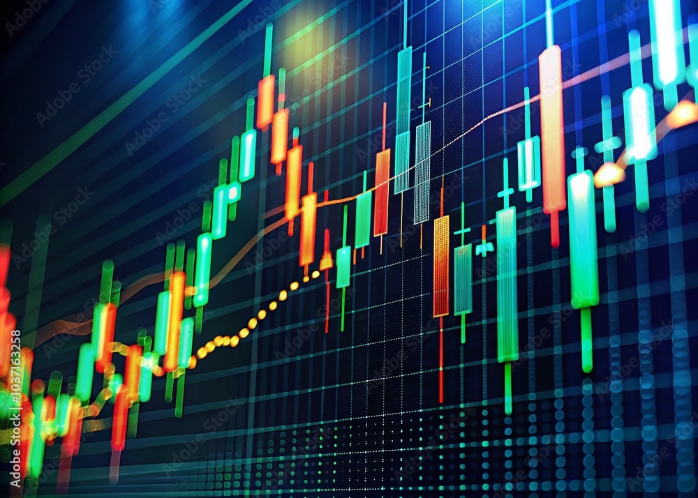 Business Candlestick Graph in Low Light for Stock Market Investment Trends and Financial Analysis Business Candlestick Graph in Low Light for Stock Market Investment Trends and Financial Analysis