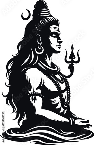 Lord Shiva shilloutee vector 