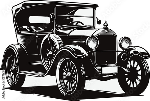 vintage car isolated on white